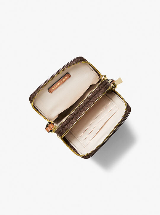 michael kors jet set small signature logo smartphone crossbody bag