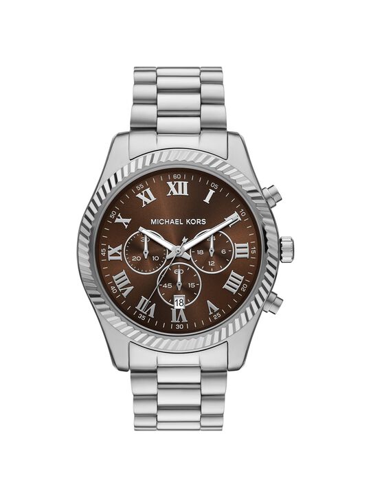 michael kors oversized lexington silver tone watch