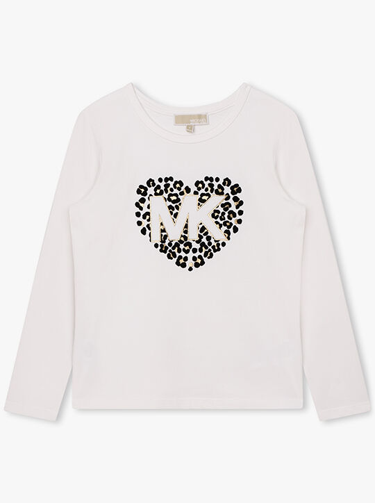 michael kors heart logo stretch cotton long sleeve t shirt