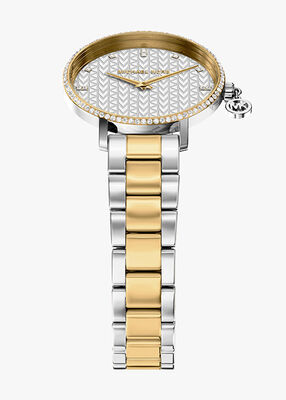 michael kors pyper two hand two tone stainless steel watch