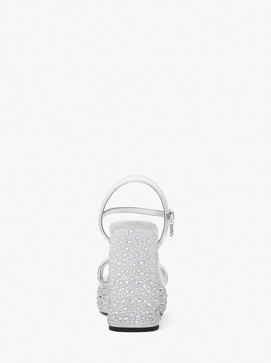 michael kors صندل من الجلد المعدني مزين من لاسي