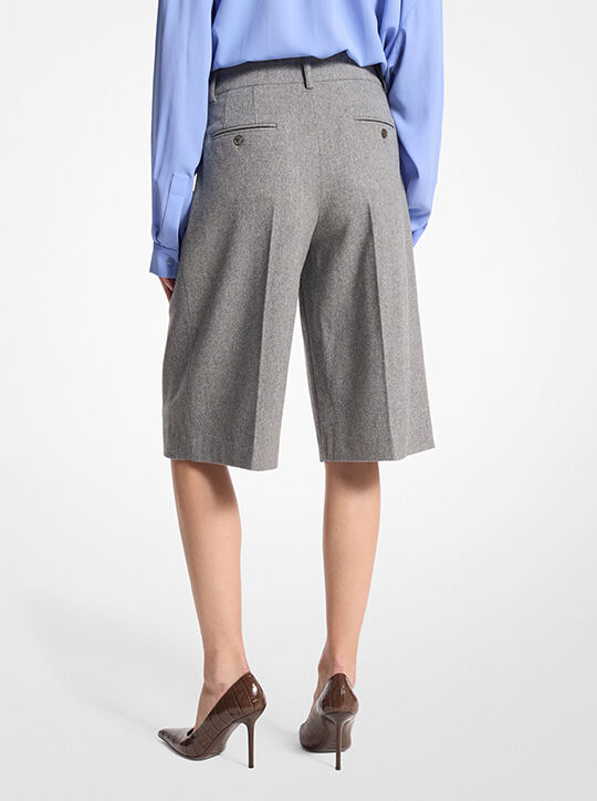 michael kors stretch wool flannel pleated shorts