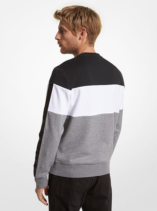 Color Block Striped Stretch Cotton Sweatshirt