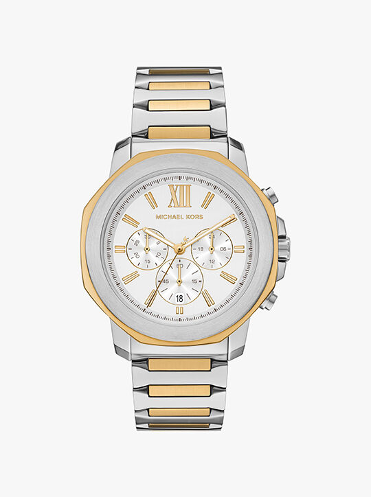 michael kors oversized prescott two tone watch