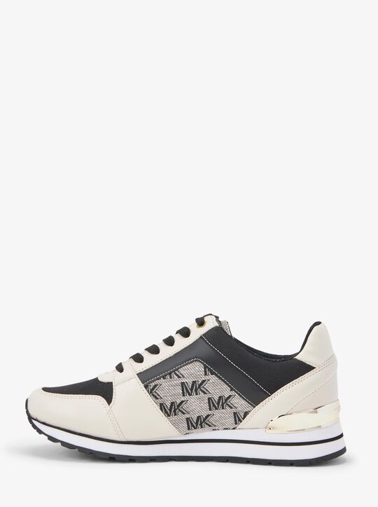 michael kors حذاء بيلي الرياضي المصنوع من الجلد والجاكار بشعار الماركة