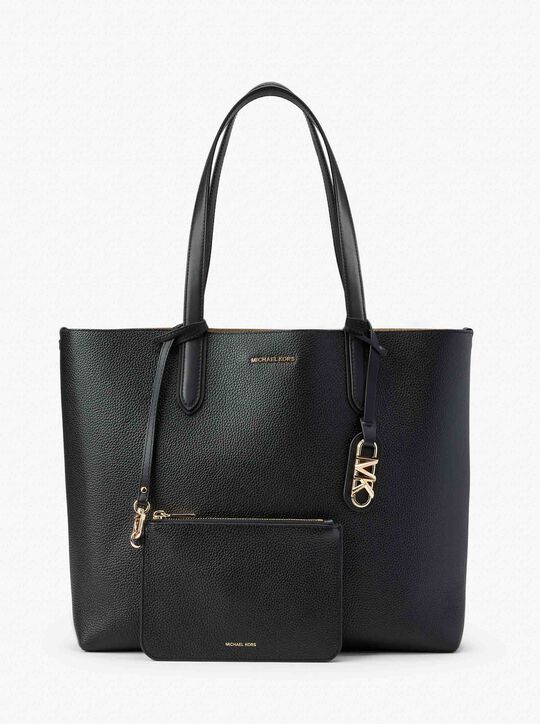 michael kors eliza extra large pebbled leather reversible tote bag
