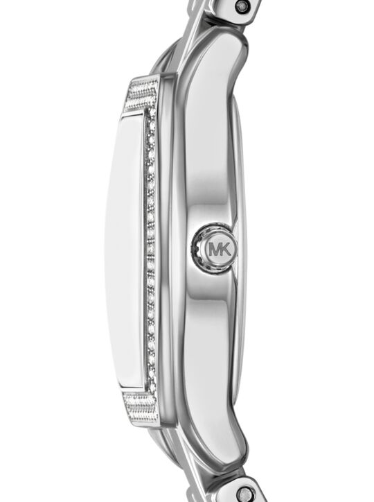 michael kors petite chelsea pav  silver tone watch