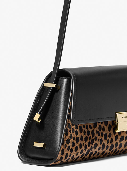 新品 LUDLOW 24S-Bag 019 Ludlow Medium Leather and Cheetah-Print Calf Hair Shoulder Bag