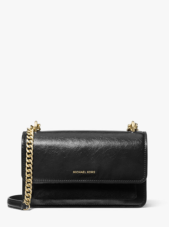 michael kors claire large crackled leather convertible shoulder bag