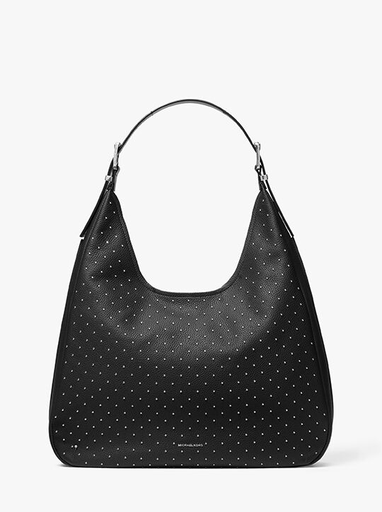 michael kors nolita large studded pebbled leather hobo shoulder bag