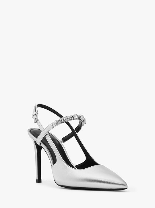 michael kors dina flex metallic leather slingback pump