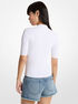 michael kors ribbed stretch viscose lace up polo top