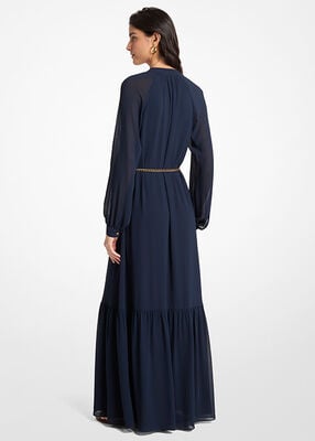 michael kors فستان ماكسي من قماش الجورجيت بحزام