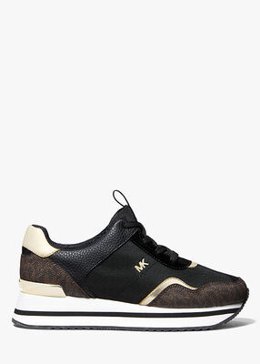 michael kors raina mixed media platform trainer