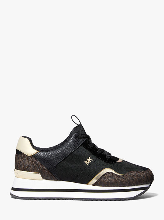 michael kors raina mixed media platform trainer