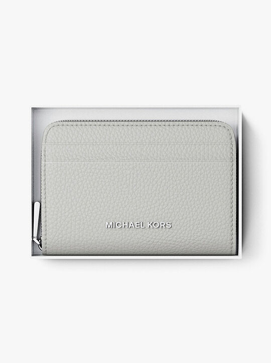 michael kors jet set small pebbled leather zip around card case