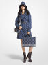michael kors empire logo jacquard denim trench coat
