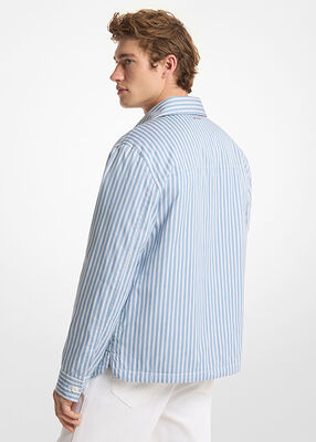michael kors striped cotton poplin shirt jacket