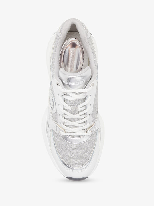 michael kors zuma metallic and glitter chain mesh trainer