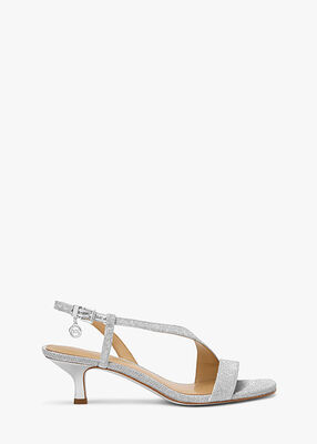 michael kors jaida glitter chain mesh kitten heel sandal