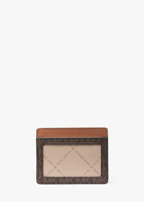 michael kors jet set travel large logo and leather card case