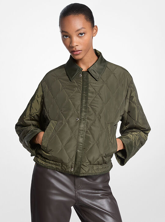 michael kors nylon cropped reversible bomber jacket