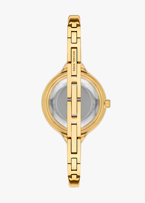 michael kors izzy three hand gold tone watch