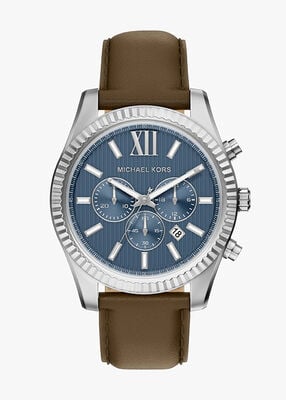 michael kors ساعة مايكل كورس ليكسينغتون كرونوغراف بسوار جلدي بني
