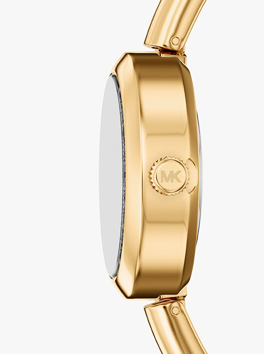 michael kors maude three hand gold tone stainless steel watch
