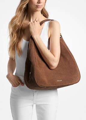 michael kors ellie large suede shoulder bag