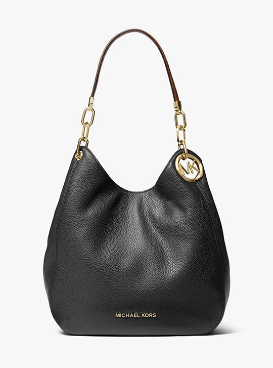 Lillie Large Pebbled Leather Shoulder Bag, BLACK | Michael Kors KSA