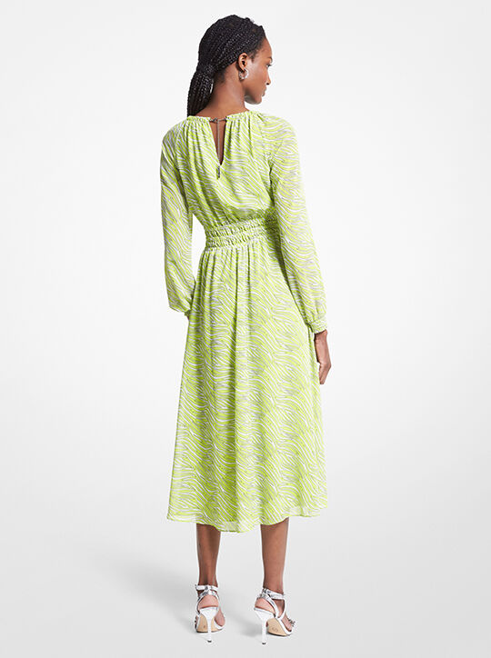 michael kors zebra print georgette midi dress