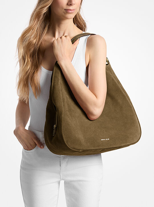 michael kors ellie large suede shoulder bag