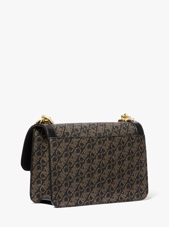 حقيبة كتف هيذر معدنية كبيرة بشعار الماركة michael kors حقيبة كتف هيذر معدنية كبيرة بشعار الماركة