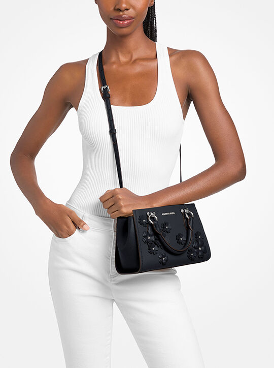 michael kors marilyn small floral embellished satchel
