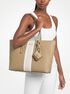 michael kors logo print striped tote bag