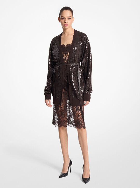 michael kors sequined cashmere cardigan