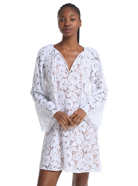 Studded Corded Floral Lace Dress michael kors studded corded floral lace dress