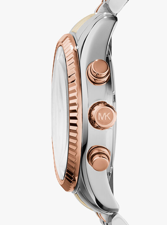 michael kors oversized lexington tri tone watch