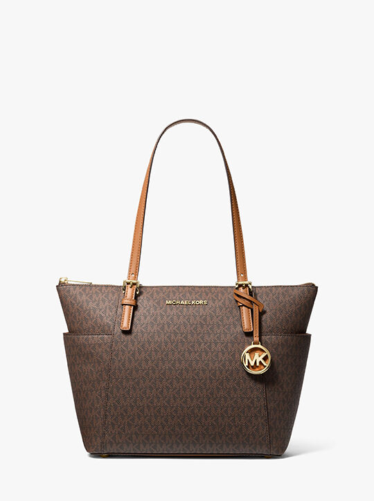 michael kors jet set logo top zip tote bag