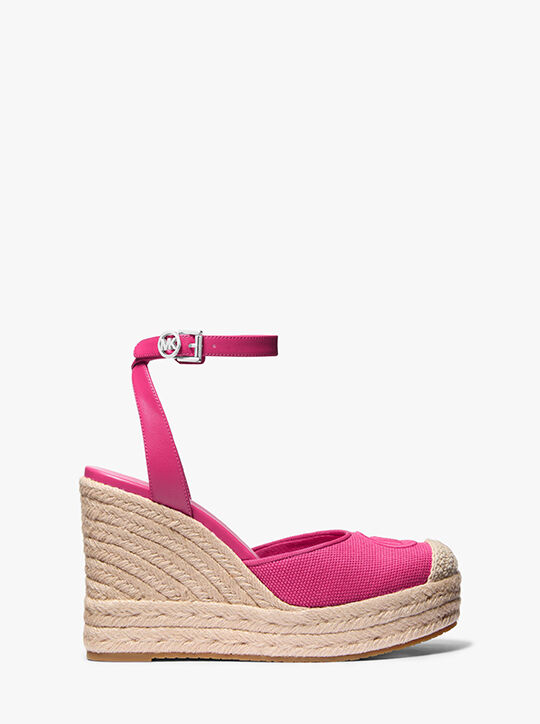 michael kors larissa cotton canvas espadrille wedge