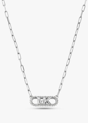 Michael Kors Sterling Silver Pavé Empire Link Pendant Necklace