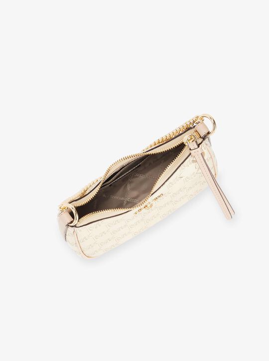 michael kors jet set charm small logo embossed patent pochette