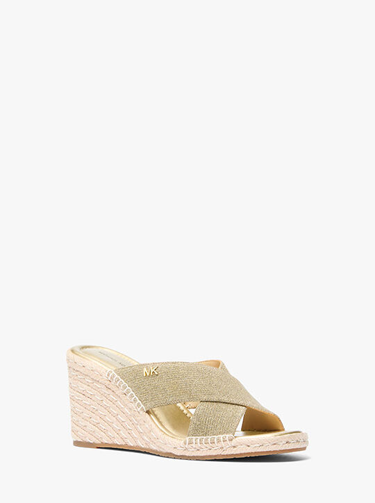 michael kors kenzie glitter chain mesh wedge sandal