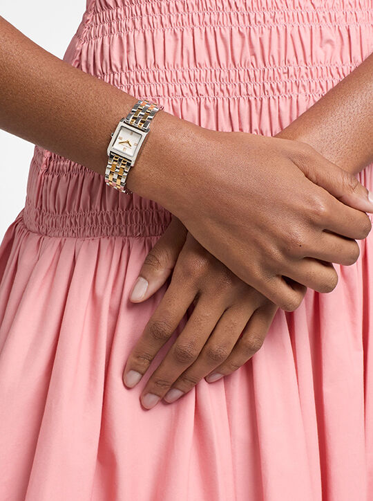 michael kors micro georgie two tone watch