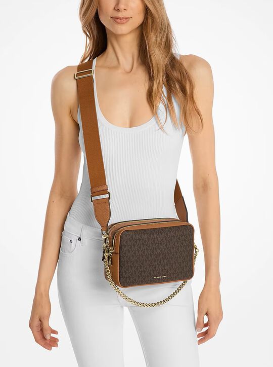 Bryant Medium Signature Logo Camera Crossbody Bag michael kors bryant medium signature logo camera crossbody bag