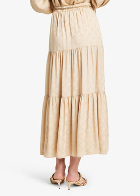 michael kors empire diamond jacquard tiered maxi skirt
