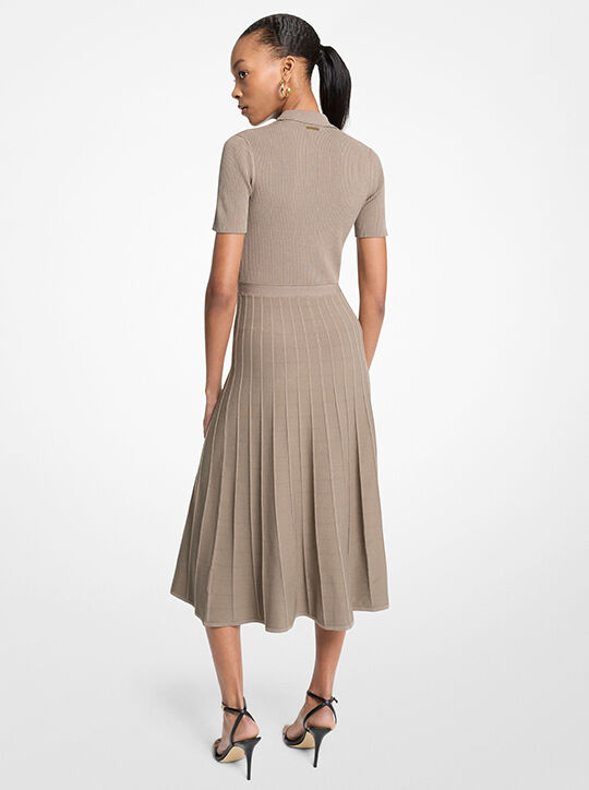 michael kors فستان بولو متوسط   الطول من قماش محبوك مضلع