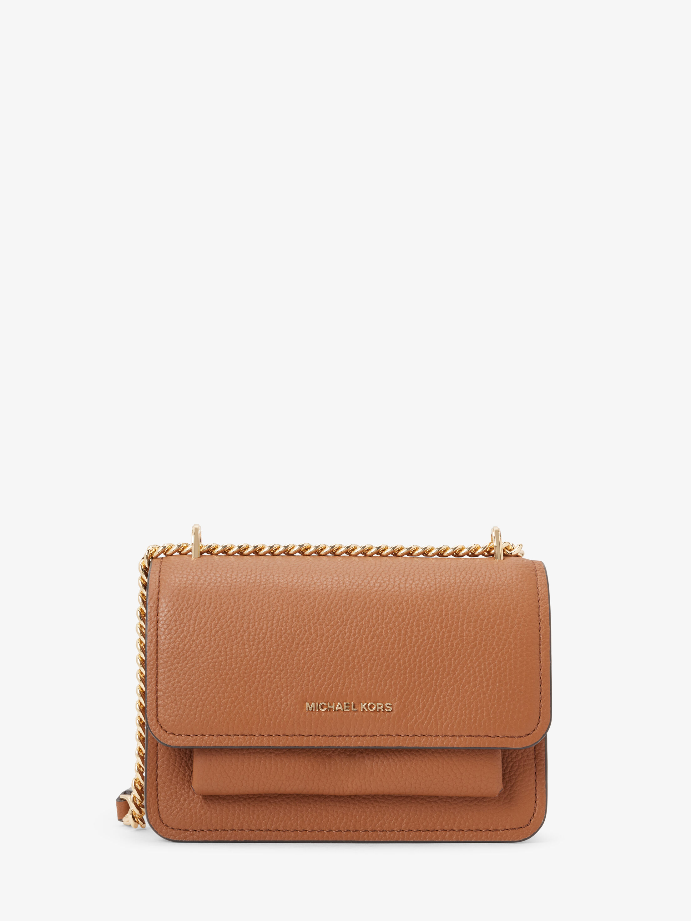 Claire Small Pebbled Leather Convertible Shoulder Bag, LUGGAGE