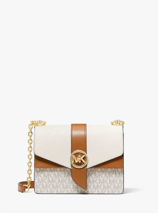Greenwich Small Color-Block Logo and Saffiano Leather Crossbody